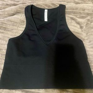 Athleta Seamless Crop Rib Tank Womens Top Work Out Garment,  Black Small